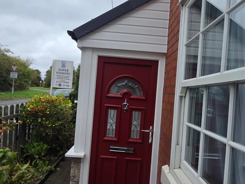 front door with porch